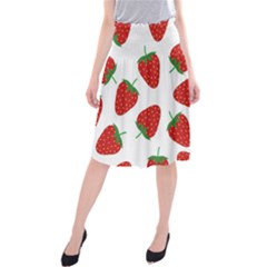 Seamless Pattern Fresh Strawberry Midi Beach Skirt by Salman4z