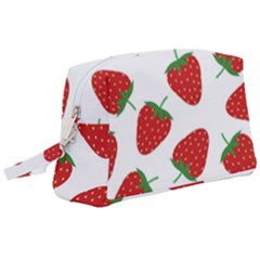 Seamless Pattern Fresh Strawberry Wristlet Pouch Bag (large) by Salman4z