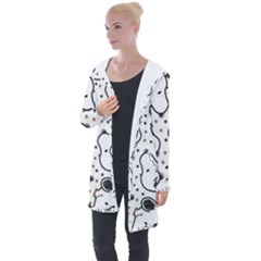 Dog Pattern Longline Hooded Cardigan by Salman4z