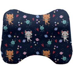 Cute Astronaut Cat With Star Galaxy Elements Seamless Pattern Head Support Cushion by Salman4z