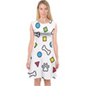 Dog Paw Seamless Pattern Footprint Bone Capsleeve Midi Dress View1
