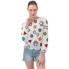 Dog Paw Seamless Pattern Footprint Bone Banded Bottom Chiffon Top by Salman4z