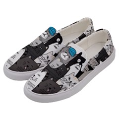 Cute Cat Hand Drawn Cartoon Style Men s Canvas Slip Ons by Salman4z