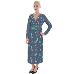 Bons Foot Prints Pattern Background Velvet Maxi Wrap Dress by Salman4z