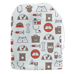 Vector Thin Line Art Vet Seamless Pattern Drawstring Pouch (3xl) by Salman4z