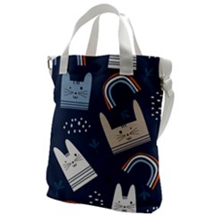Colorful Cute Cat Seamless Pattern Canvas Messenger Bag by Salman4z