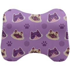 Cute Colorful Cat Kitten With Paw Yarn Ball Seamless Pattern Head Support Cushion by Salman4z