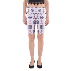 Nautical Seamless Pattern Yoga Cropped Leggings by Salman4z