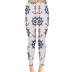Nautical Seamless Pattern Inside Out Leggings by Salman4z