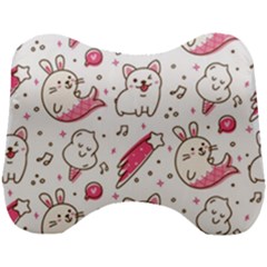 Cute Animal Seamless Pattern Kawaii Doodle Style Head Support Cushion by Salman4z