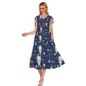 Cute-astronaut-cat-with-star-galaxy-elements-seamless-pattern V-Neck Drawstring Shoulder Sleeveless Maxi Dress View2