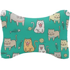 Seamless-pattern-cute-cat-cartoon-with-hand-drawn-style Seat Head Rest Cushion by Salman4z