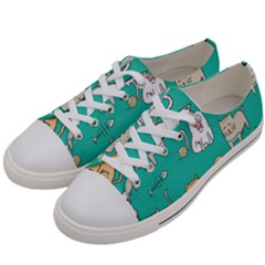 Seamless-pattern-cute-cat-cartoon-with-hand-drawn-style Women s Low Top Canvas Sneakers by Salman4z