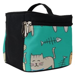 Seamless-pattern-cute-cat-cartoon-with-hand-drawn-style Make Up Travel Bag (small) by Salman4z