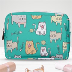 Seamless-pattern-cute-cat-cartoon-with-hand-drawn-style Make Up Pouch (medium) by Salman4z