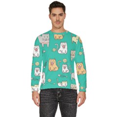 Seamless-pattern-cute-cat-cartoon-with-hand-drawn-style Men s Fleece Sweatshirt by Salman4z