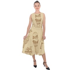 Ice-cream-vintage-pattern Midi Tie-back Chiffon Dress by Salman4z