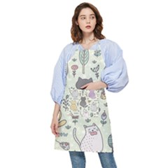 Funny Cartoon Cats Seamless Pattern Pocket Apron by Salman4z