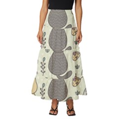Funny Cartoon Cats Seamless Pattern Tiered Ruffle Maxi Skirt by Salman4z