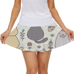 Funny Cartoon Cats Seamless Pattern Women s Skort by Salman4z