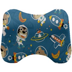 Seamless-pattern-funny-astronaut-outer-space-transportation Head Support Cushion by Salman4z