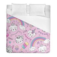 Beautiful-cute-animals-pattern-pink Duvet Cover (full/ Double Size) by Salman4z