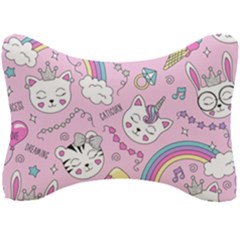 Beautiful-cute-animals-pattern-pink Seat Head Rest Cushion by Salman4z