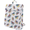 Seamless-pattern-with-hand-drawn-bird-black Flap Top Backpack View1