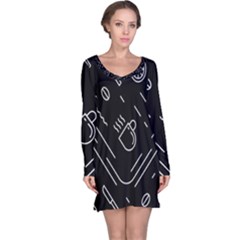 Coffee-background Long Sleeve Nightdress by Salman4z