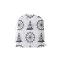 Marine Nautical Seamless Pattern With Vintage Lighthouse Wheel Drawstring Pouch (Medium) View2