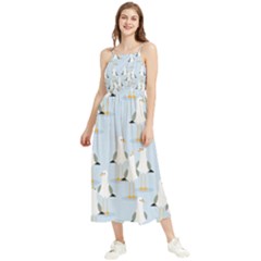 Cute-seagulls-seamless-pattern-light-blue-background Boho Sleeveless Summer Dress by Salman4z