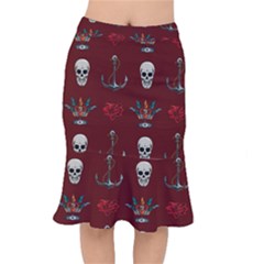 Tattoo-old-school-background-pattern Short Mermaid Skirt by Salman4z