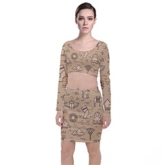Egyptian-seamless-pattern-symbols-landmarks-signs-egypt Top And Skirt Sets by Salman4z