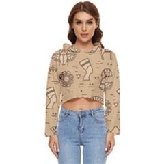 Egyptian-seamless-pattern-symbols-landmarks-signs-egypt Women s Lightweight Cropped Hoodie by Salman4z