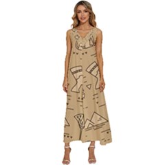 Egyptian-seamless-pattern-symbols-landmarks-signs-egypt V-neck Sleeveless Loose Fit Overalls by Salman4z
