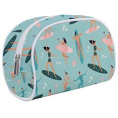 Beach-surfing-surfers-with-surfboards-surfer-rides-wave-summer-outdoors-surfboards-seamless-pattern- Make Up Case (medium) by Salman4z