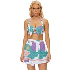 Set-cute-mermaid-seaweeds-marine-inhabitants Vintage Style Bikini Top And Skirt Set  by Salman4z