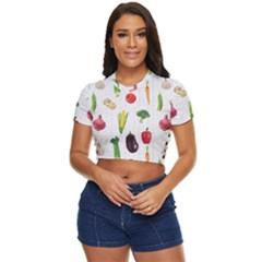 Vegetable Side Button Cropped Tee by SychEva