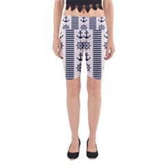 Nautical-seamless-pattern-vector-illustration Yoga Cropped Leggings by Salman4z