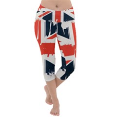 Union Jack England Uk United Kingdom London Lightweight Velour Capri Yoga Leggings by Ravend
