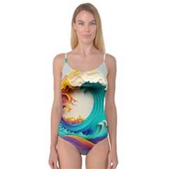 Tsunami Tidal Wave Waves Minimalist Ocean Sea Camisole Leotard  by Ravend