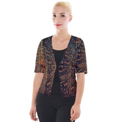 Data Abstract Abstract Background Background Cropped Button Cardigan by Ravend