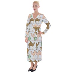 Camels-cactus-desert-pattern Velvet Maxi Wrap Dress by Salman4z