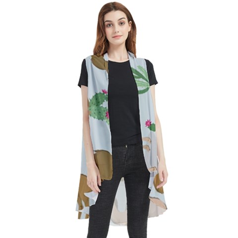 Camels-cactus-desert-pattern Sleeveless Chiffon Waistcoat Shirt by Salman4z