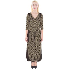 Hamsa-hand-drawn-symbol-with-flower-decorative-pattern Quarter Sleeve Wrap Maxi Dress by Salman4z