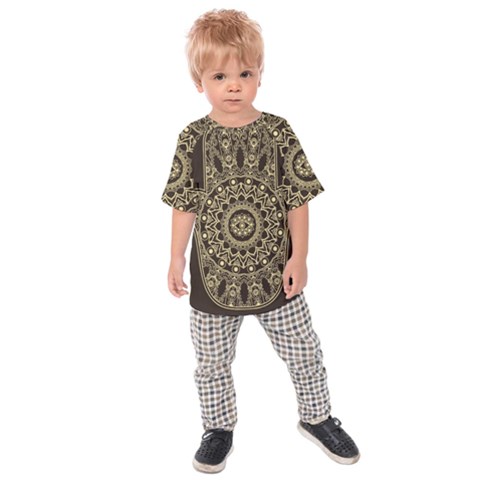 Hamsa-hand-drawn-symbol-with-flower-decorative-pattern Kids  Raglan Tee by Salman4z