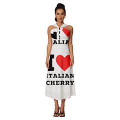 I Love Italian Cherry Sleeveless Cross Front Cocktail Midi Chiffon Dress by ilovewhateva