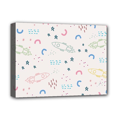 Spaceship Pattern Star Deluxe Canvas 16  X 12  (stretched)  by danenraven