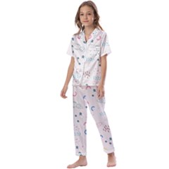 Spaceship Pattern Star Kids  Satin Short Sleeve Pajamas Set by danenraven