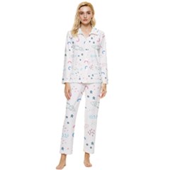 Spaceship Pattern Star Womens  Long Sleeve Velvet Pocket Pajamas Set by danenraven